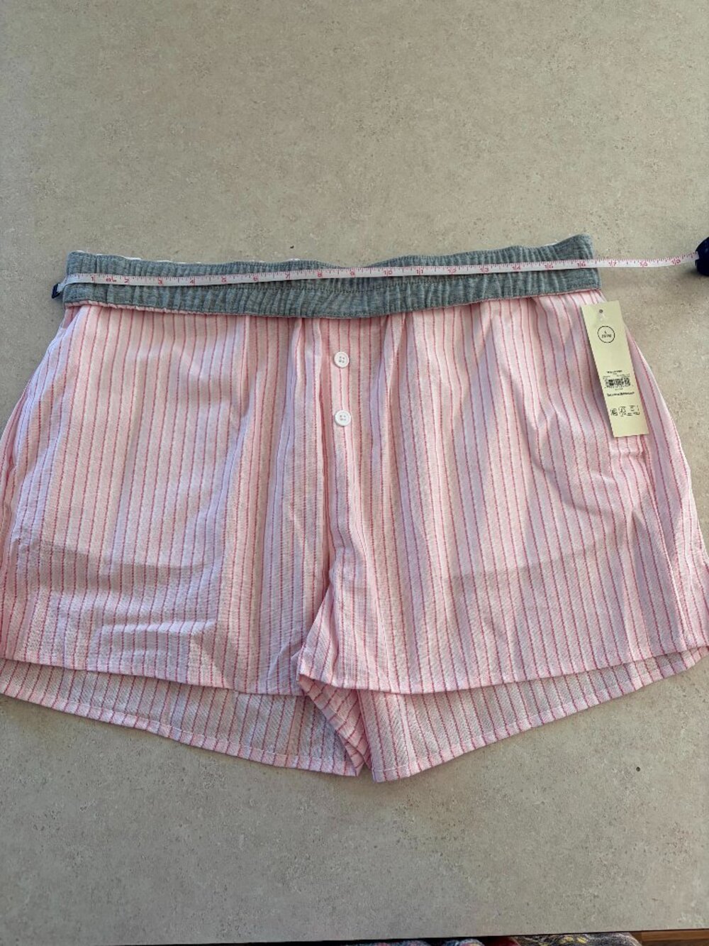 No boundaries Women's Boxer Shorts Loungewear Size Large Pink & White Stripes